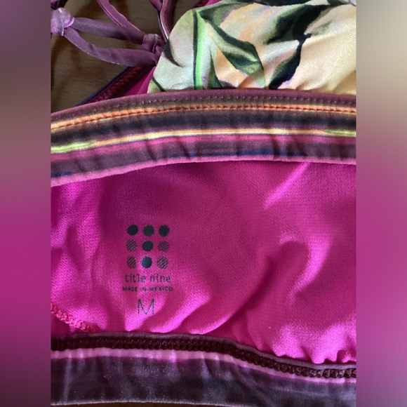 Title Nine Namaka swim top bikini high neck racerback caged maroon size Medium - Picture 3 of 4